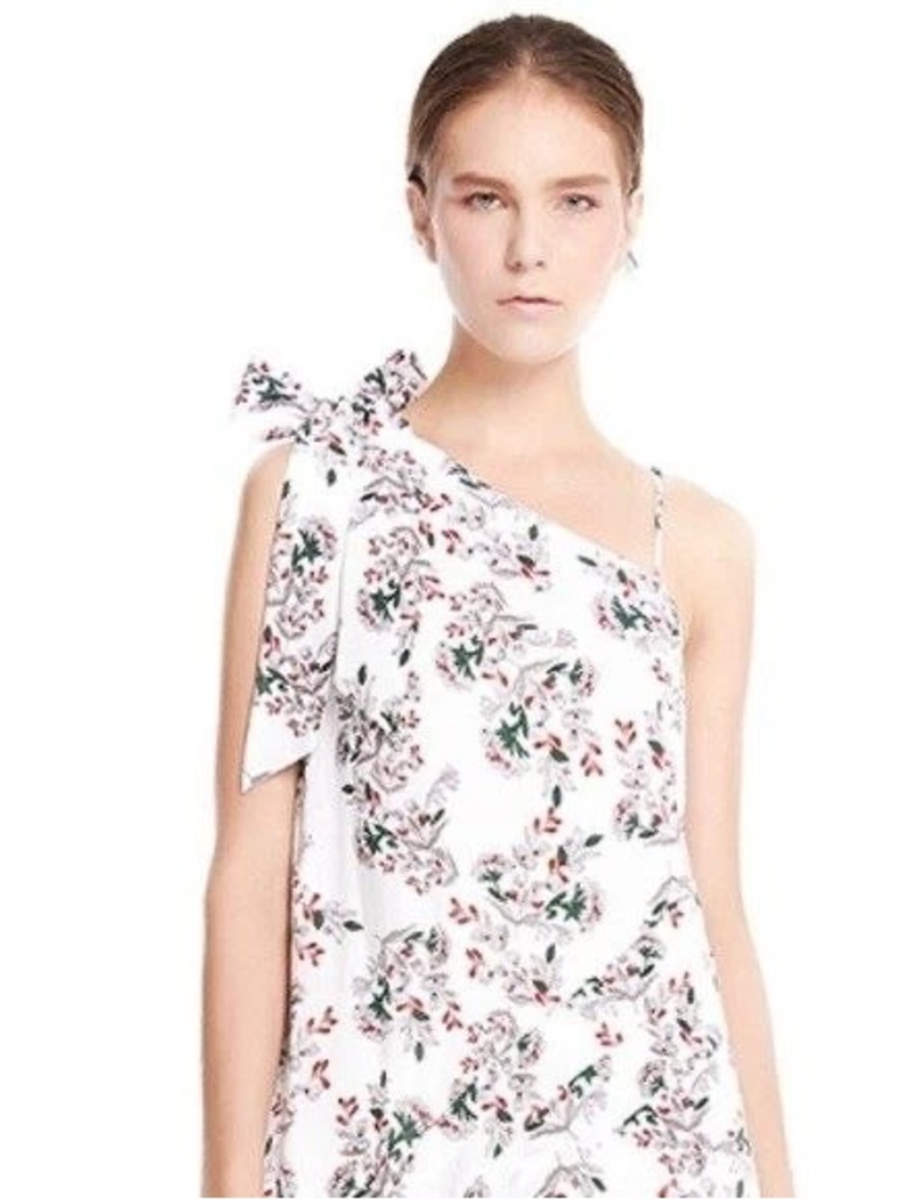 Elliatt White One-Shoulder Floral Draped Dress Size S